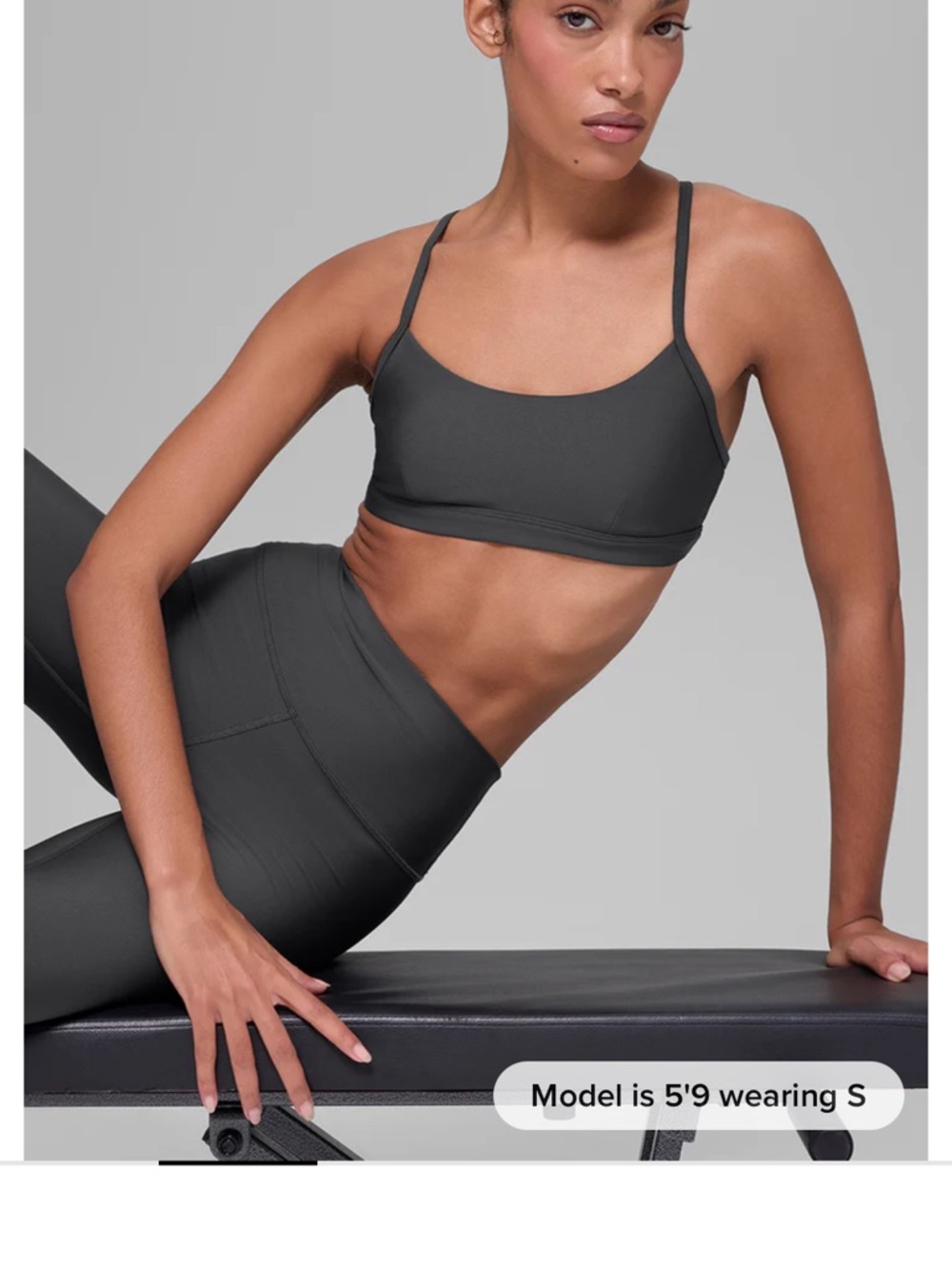 ALO Yoga Scoop Neck Sports Bra — Charcoal